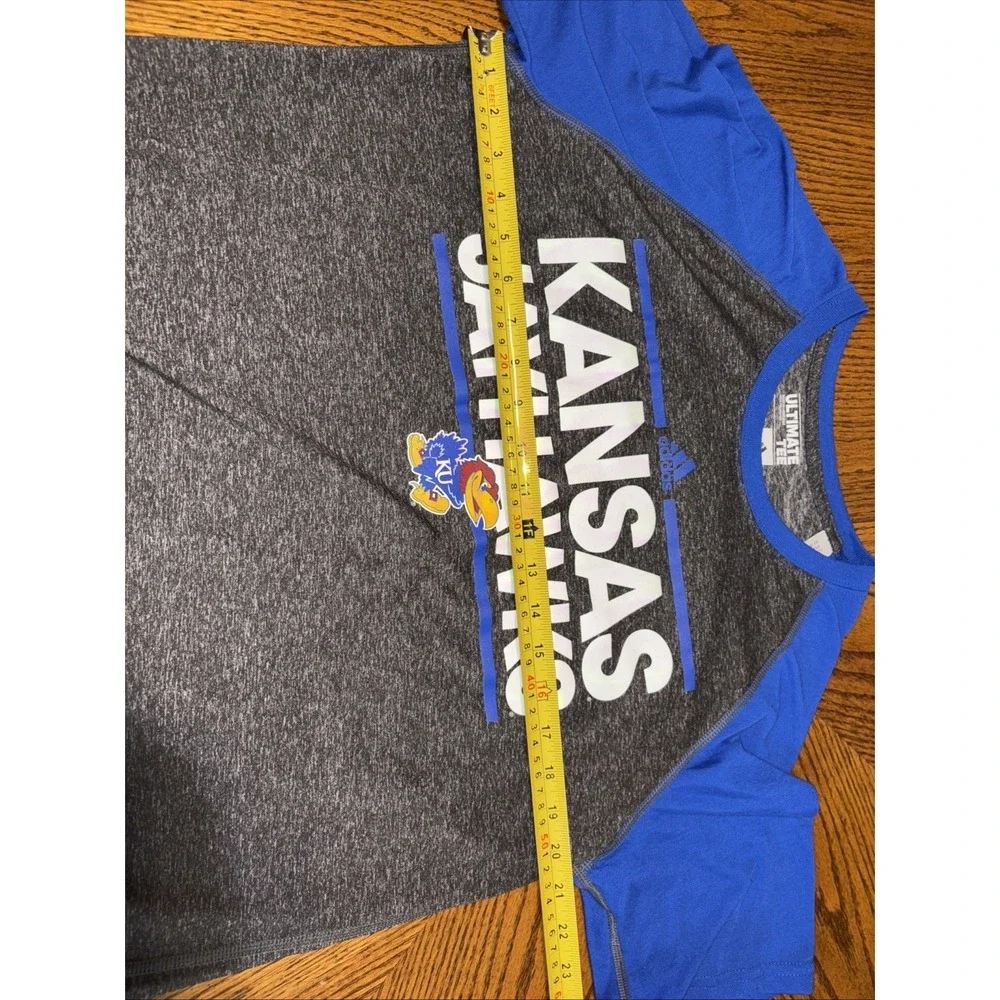 Adidas Mens Blue/Gray Short Sleeve Kansas Jayhawks Ultimate Tee Size Large